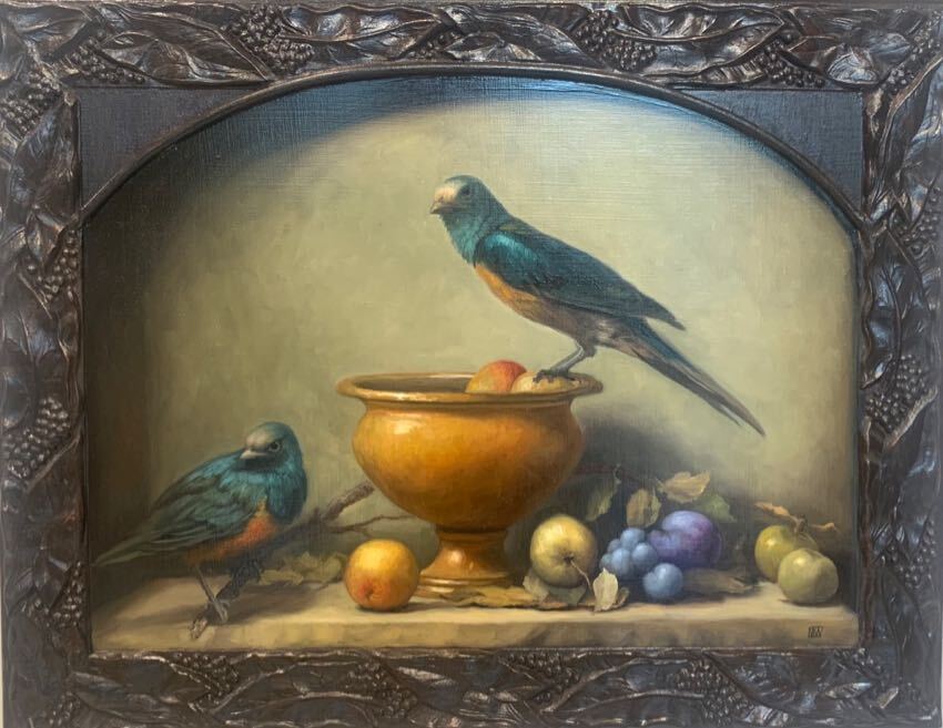 Starlings with Fruit 12x16 by M.K West